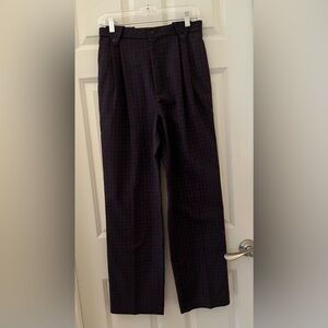 Women’s vintage Holiday Express Green Red Plaid check wool blend pants size 13